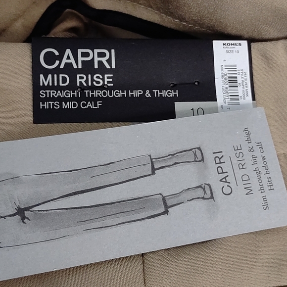 Apt. 9 Capri Pants Women's Beige Mid Rise Straight Leg Mid Calf Size 10 NWT - Picture 11 of 11